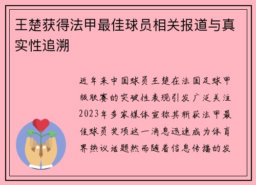 王楚获得法甲最佳球员相关报道与真实性追溯